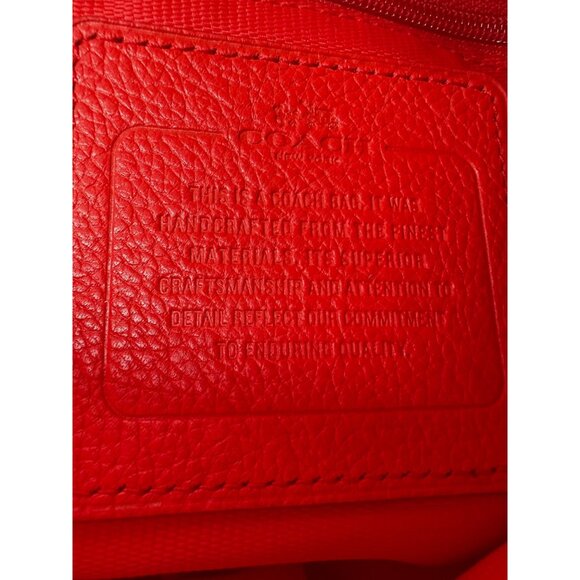 Coach Red Pebbled Leather Large Shoulder Hobo Bag 33547 Turnlock Zip Gold - Picture 6 of 16